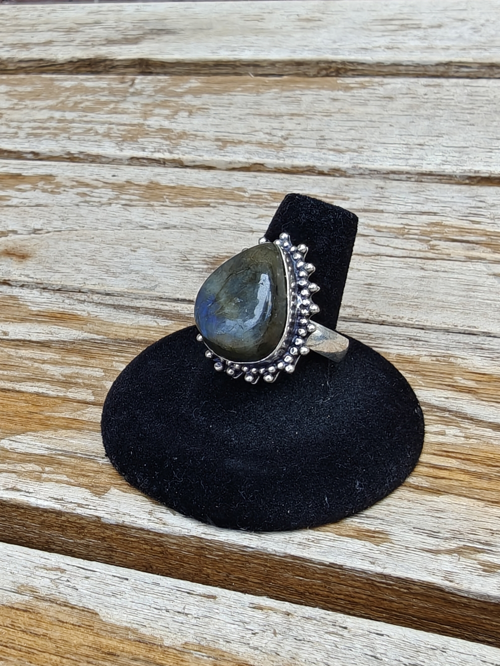 Labradorite Teardrop Silver Ring - Women's Jewelry